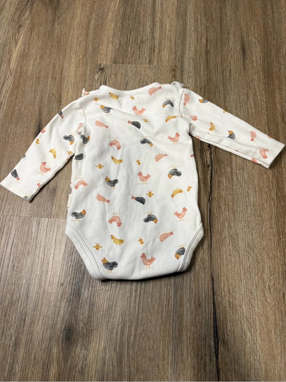 Rabbit + Bear Organic Cotton Chicken Print Bodysuit & Pink Pants Set  Size 6-9 M